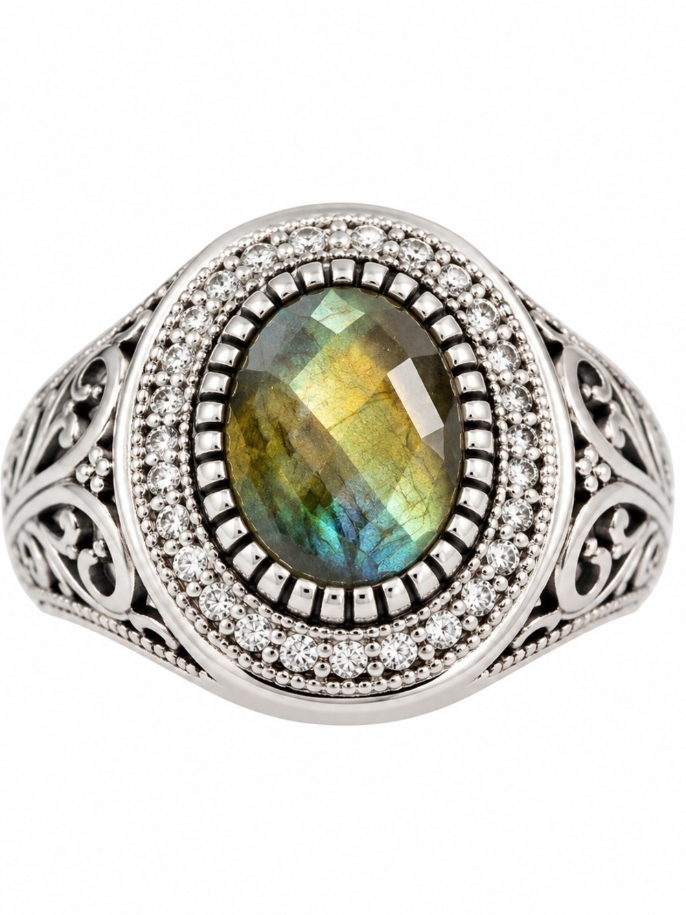 925 Sterling Silver Ring - Green, Size 20.5 (544 G)